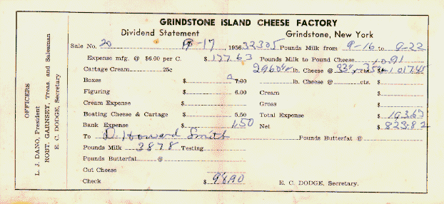 Cheese Factory - 1956 invoice